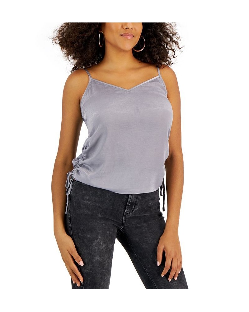 Juniors' Satin Side-Ruched Tank Top Grey $9.14 Tops