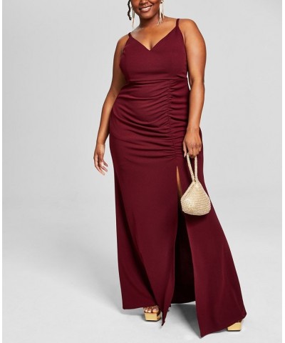 Trendy Plus Size Side-Shirred Gown Purple $40.94 Dresses