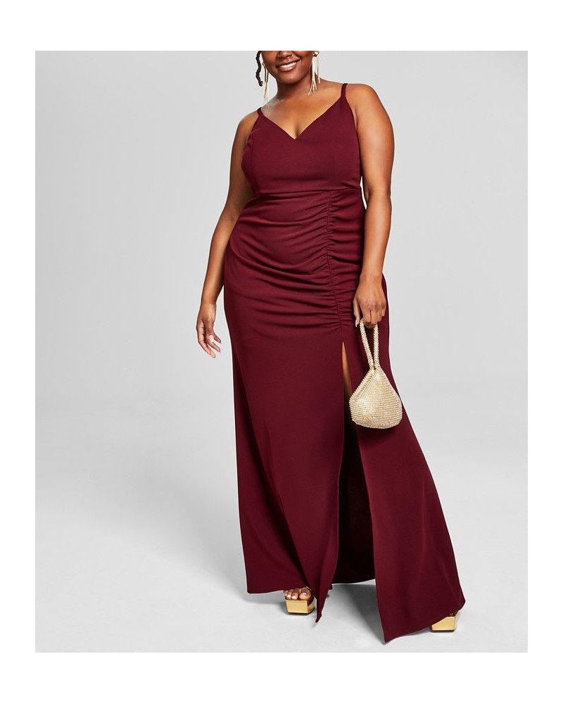 Trendy Plus Size Side-Shirred Gown Purple $40.94 Dresses