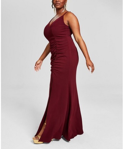 Trendy Plus Size Side-Shirred Gown Purple $40.94 Dresses