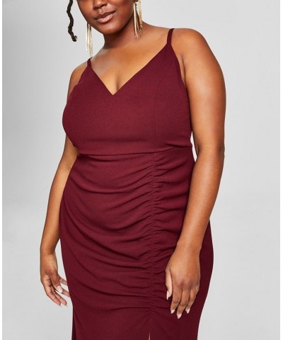 Trendy Plus Size Side-Shirred Gown Purple $40.94 Dresses