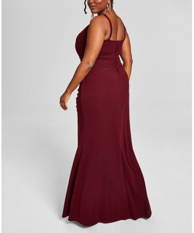 Trendy Plus Size Side-Shirred Gown Purple $40.94 Dresses