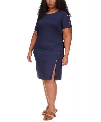 Plus Size Scuba Crepe Embellished Dress Midnight Blue $61.50 Dresses