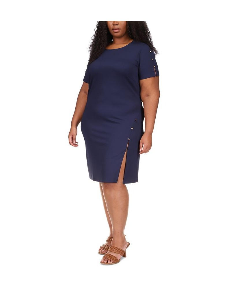 Plus Size Scuba Crepe Embellished Dress Midnight Blue $61.50 Dresses