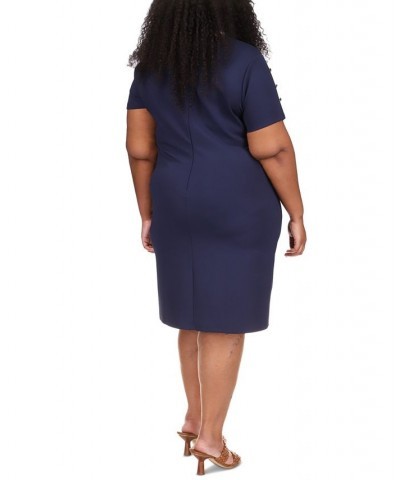 Plus Size Scuba Crepe Embellished Dress Midnight Blue $61.50 Dresses