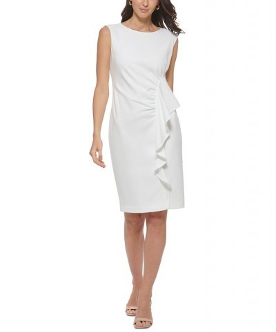 Women's Ruffle-Trim Sheath Dress Ivory/Cream $70.56 Dresses