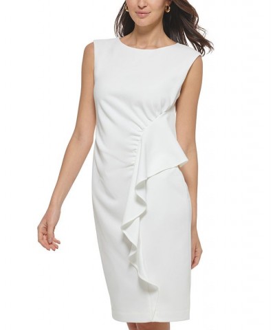 Women's Ruffle-Trim Sheath Dress Ivory/Cream $70.56 Dresses