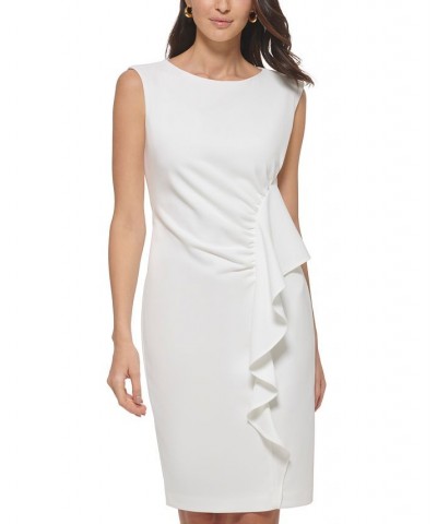 Women's Ruffle-Trim Sheath Dress Ivory/Cream $70.56 Dresses