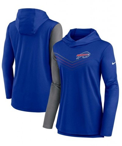 Women's Royal Heathered Charcoal Buffalo Bills Chevron Hoodie Performance Long Sleeve T-shirt Royal $33.75 Tops