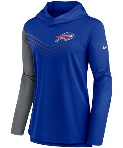 Women's Royal Heathered Charcoal Buffalo Bills Chevron Hoodie Performance Long Sleeve T-shirt Royal $33.75 Tops