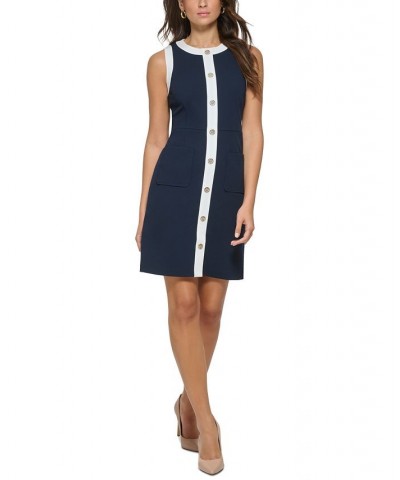 Petite Scuba Crepe Contrast-Trim Dress Sky Captain.ivory $49.98 Dresses