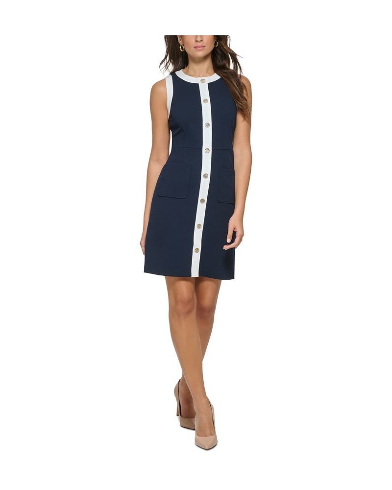 Petite Scuba Crepe Contrast-Trim Dress Sky Captain.ivory $49.98 Dresses