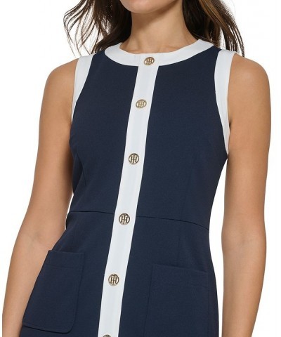 Petite Scuba Crepe Contrast-Trim Dress Sky Captain.ivory $49.98 Dresses