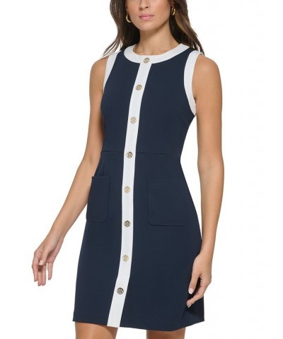 Petite Scuba Crepe Contrast-Trim Dress Sky Captain.ivory $49.98 Dresses