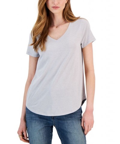 Women's V-Neck Perfect Short-Sleeve Top Gray $10.79 Tops