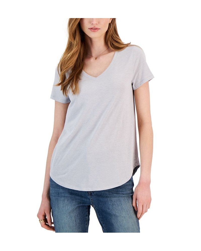 Women's V-Neck Perfect Short-Sleeve Top Gray $10.79 Tops