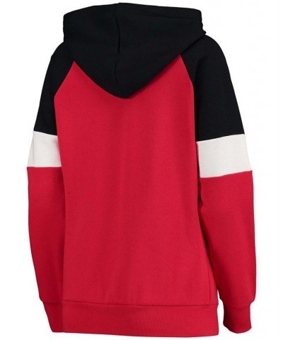 Women's Red-Black Chicago Blackhawks Shutout Raglan Pullover Hoodie Red-Black $28.70 Sweatshirts