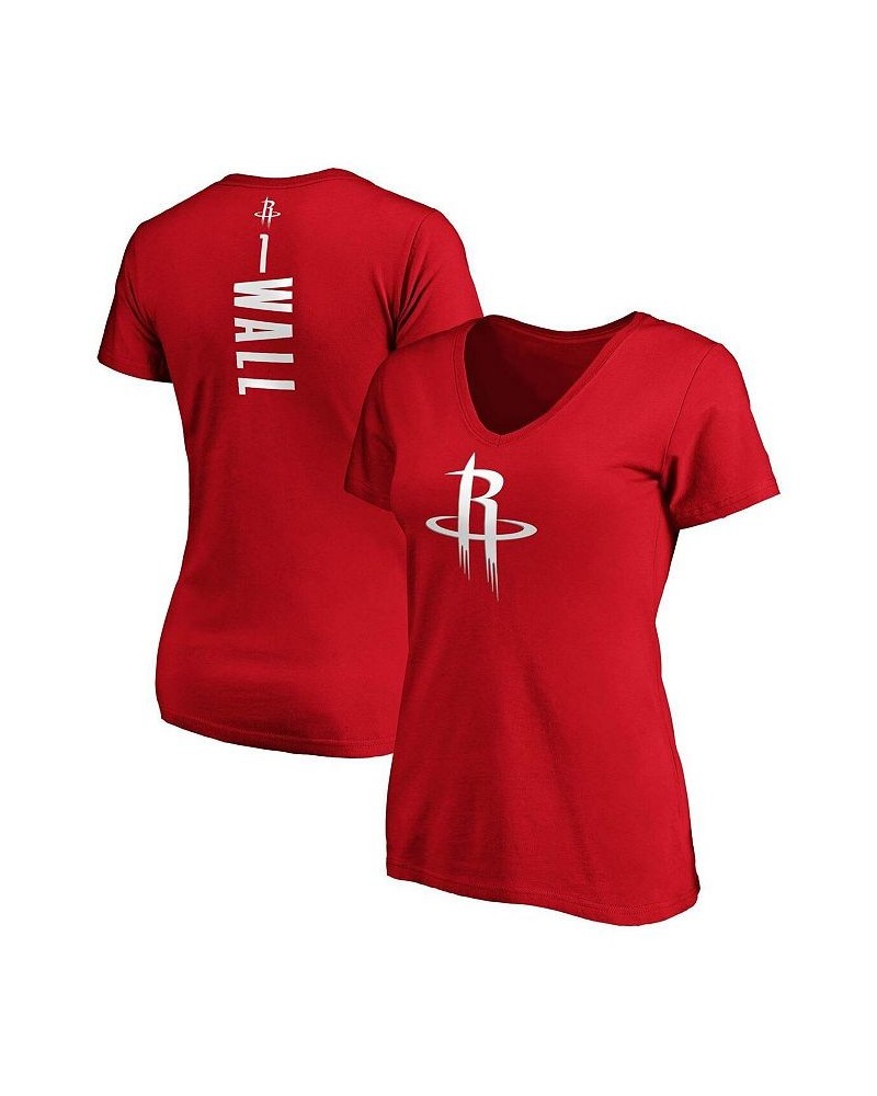 Women's Branded John Wall Red Houston Rockets Playmaker Name & Number V-Neck T-shirt Red $18.50 Tops