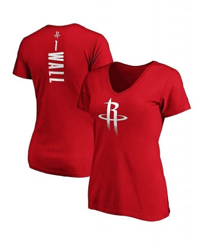 Women's Branded John Wall Red Houston Rockets Playmaker Name & Number V-Neck T-shirt Red $18.50 Tops