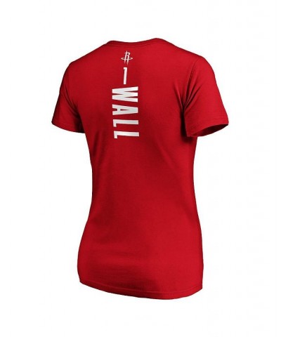 Women's Branded John Wall Red Houston Rockets Playmaker Name & Number V-Neck T-shirt Red $18.50 Tops