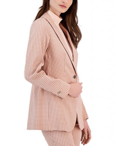 Women's Printed Tech Stretch Single-Button Blazer Peach Blossom Multi $38.64 Jackets