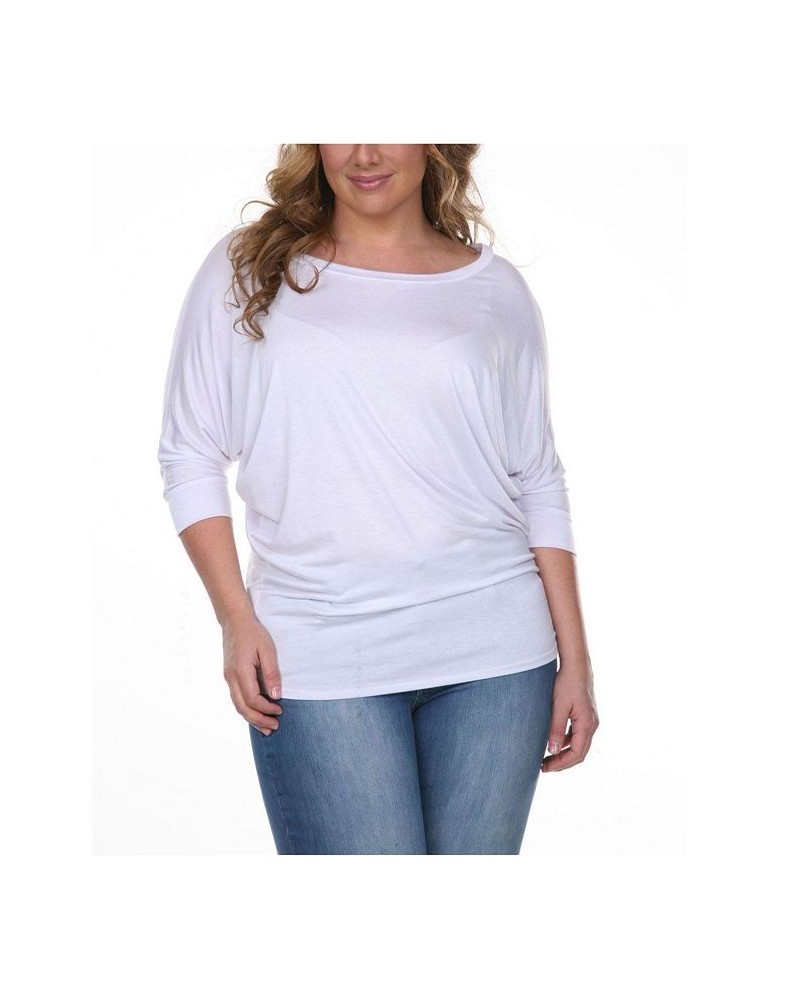 Plus Size Bat Sleeve Tunic Top White $32.24 Tops