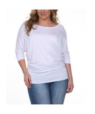 Plus Size Bat Sleeve Tunic Top White $32.24 Tops