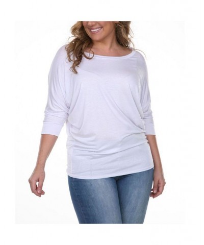 Plus Size Bat Sleeve Tunic Top White $32.24 Tops