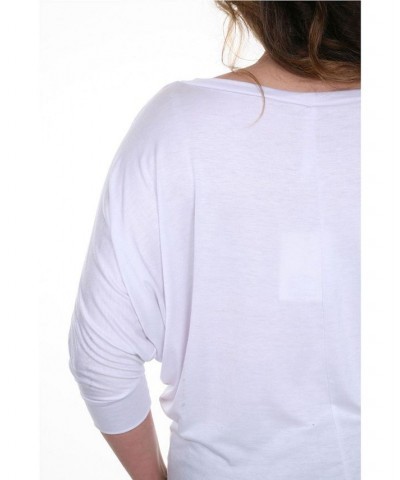 Plus Size Bat Sleeve Tunic Top White $32.24 Tops