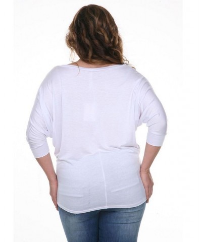 Plus Size Bat Sleeve Tunic Top White $32.24 Tops