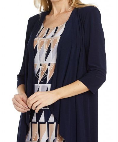 Women's Jacket & Printed Necklace Dress Navy/Taupe $34.88 Dresses