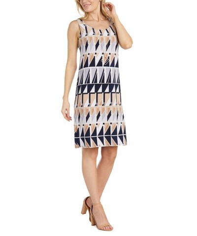 Women's Jacket & Printed Necklace Dress Navy/Taupe $34.88 Dresses