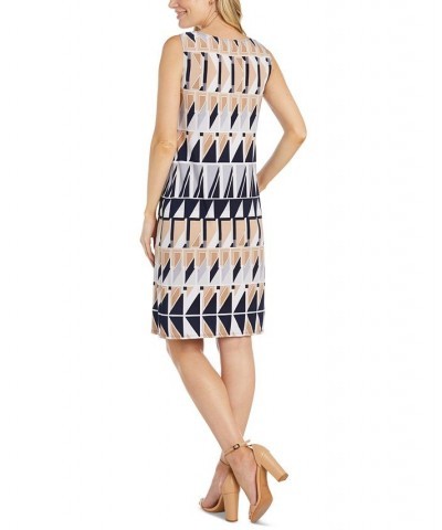 Women's Jacket & Printed Necklace Dress Navy/Taupe $34.88 Dresses