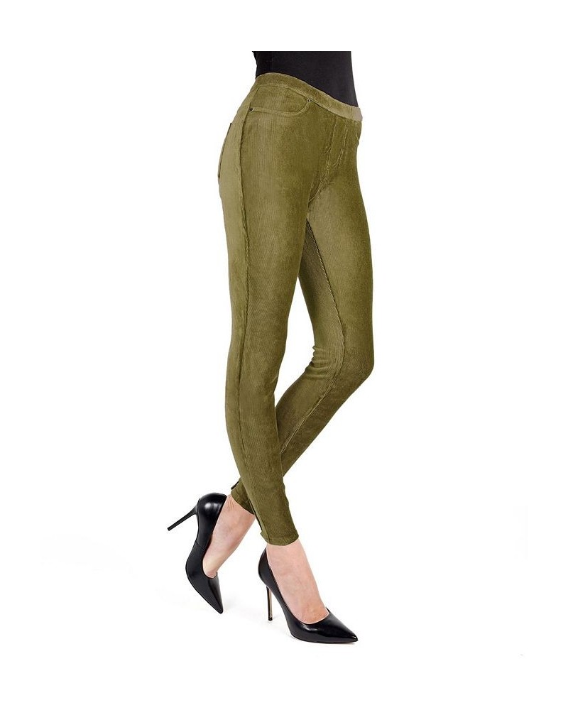 Women's Thin Ribbed Stretch Corduroy Leggings Brown $22.00 Pants