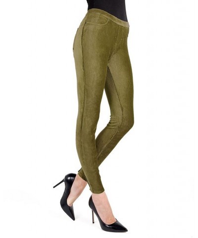 Women's Thin Ribbed Stretch Corduroy Leggings Brown $22.00 Pants