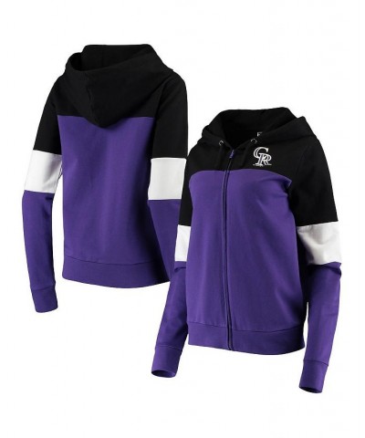 Women's Purple Colorado Rockies Colorblock French Terry Full-Zip Hoodie Purple $23.94 Sweatshirts