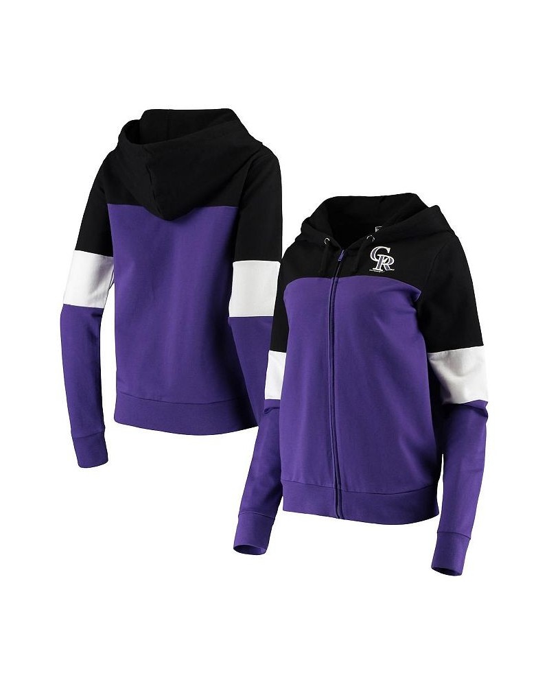 Women's Purple Colorado Rockies Colorblock French Terry Full-Zip Hoodie Purple $23.94 Sweatshirts