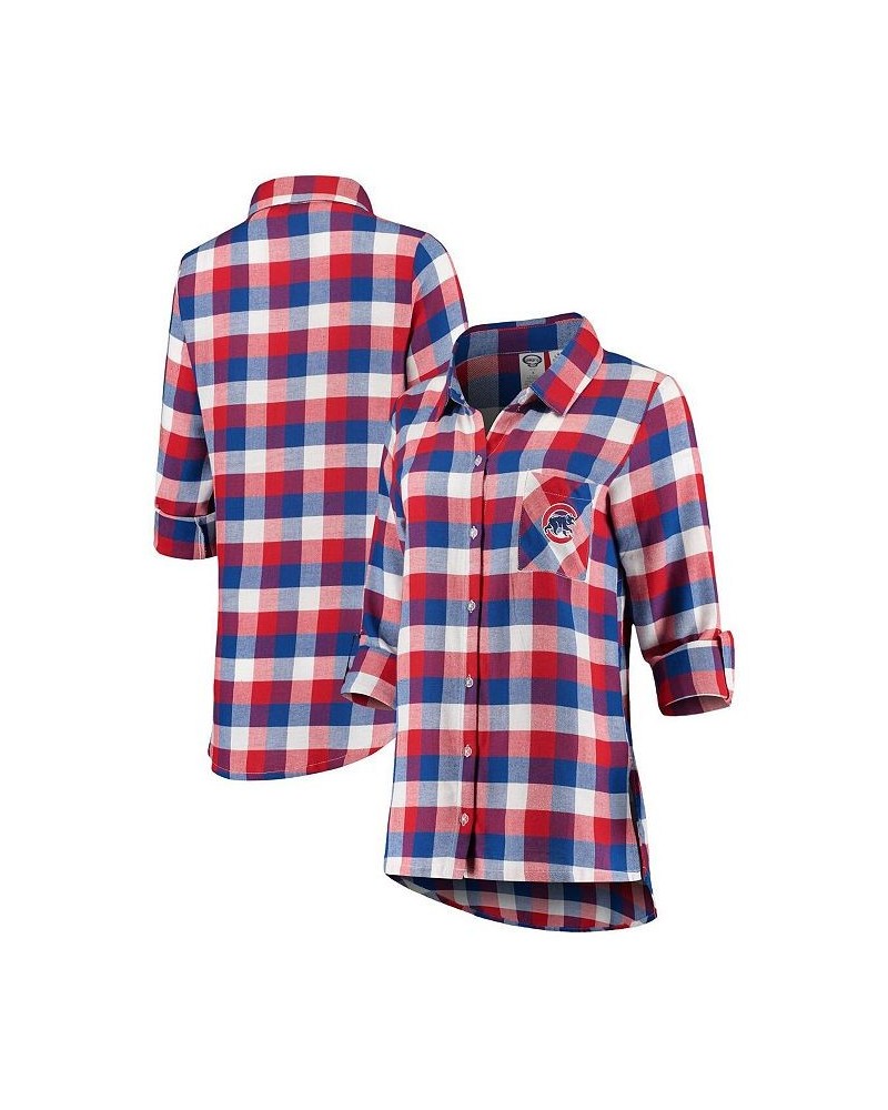 Women's Royal Red Chicago Cubs Breakout Flannel Long Sleeve Nightshirt Royal, Red $30.77 Pajama