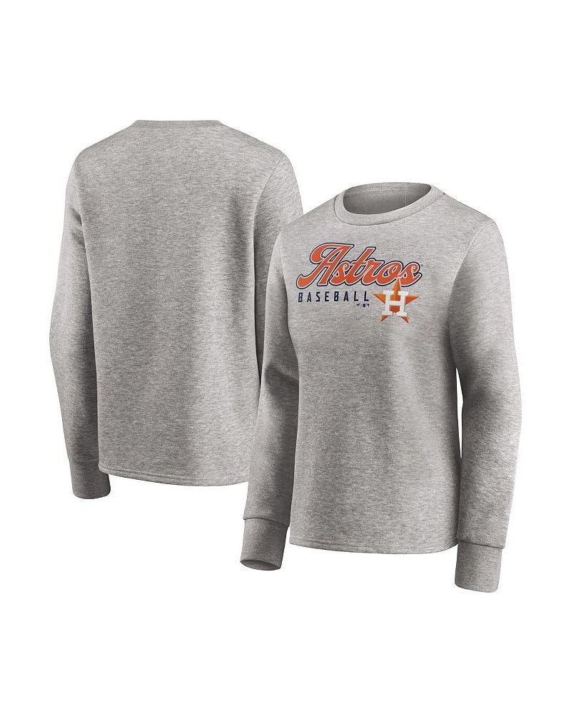 Women's Branded Heathered Gray Houston Astros Crew Pullover Sweater Heathered Gray $37.79 Sweaters