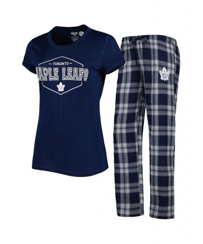 Women's Navy Gray Toronto Maple Leafs Badge T-shirt and Pants Sleep Set Navy, Gray $31.96 Pajama