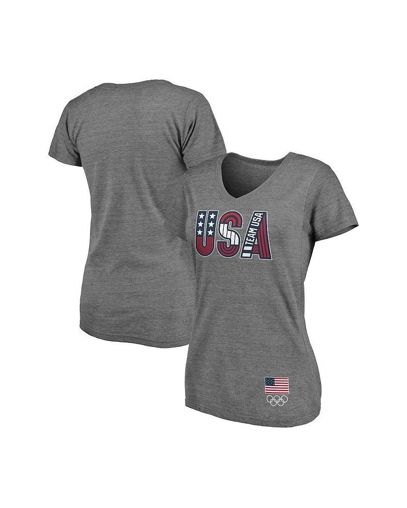 Women's Branded Heathered Gray Tri-Blend V-Neck T-shirt Heathered Gray $18.45 Tops