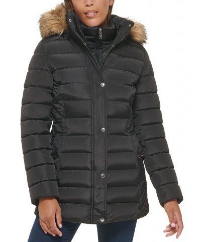 Petite Faux-Fur-Trim Hooded Puffer Coat Black $48.00 Coats