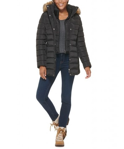 Petite Faux-Fur-Trim Hooded Puffer Coat Black $48.00 Coats