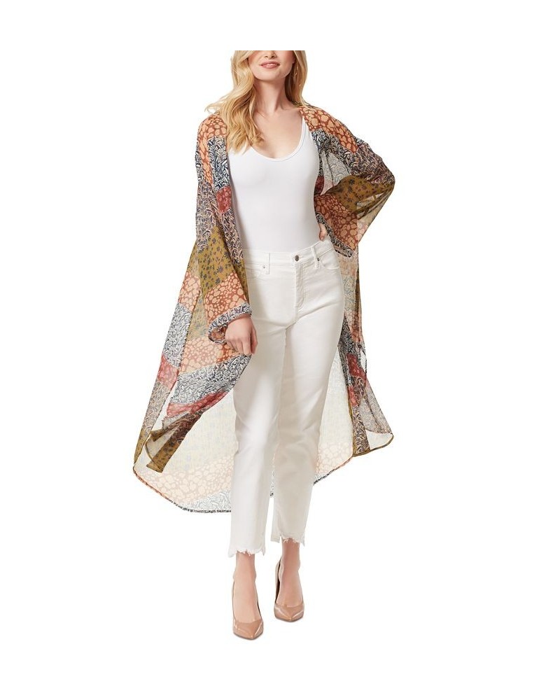 Women's Blaine Floral-Print Kimono Blue $39.23 Tops