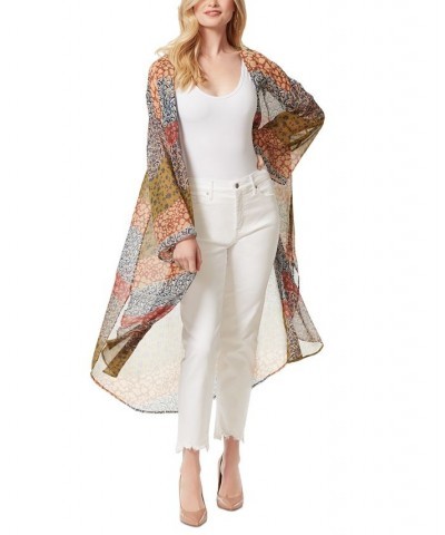 Women's Blaine Floral-Print Kimono Blue $39.23 Tops