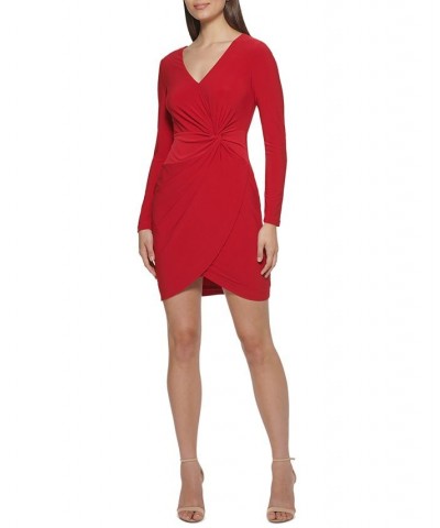 Twist-Front Knit Dress Red $34.50 Dresses