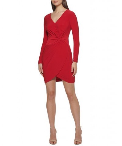 Twist-Front Knit Dress Red $34.50 Dresses