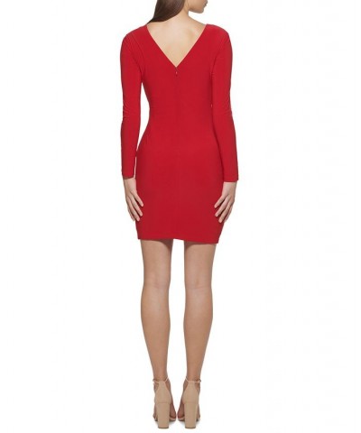 Twist-Front Knit Dress Red $34.50 Dresses