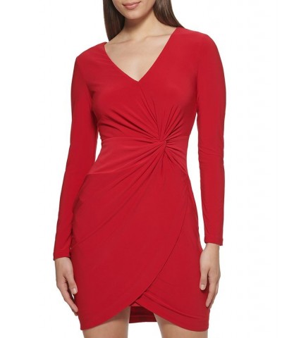 Twist-Front Knit Dress Red $34.50 Dresses