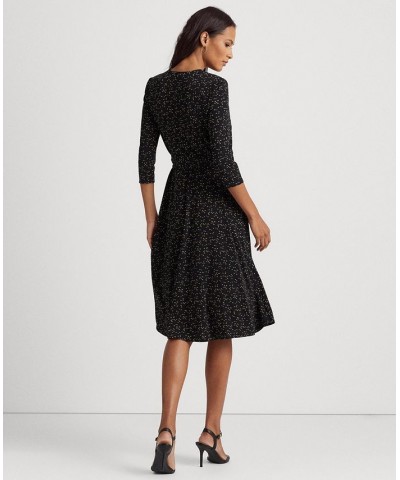 Women's Print Surplice Jersey Dress Black/Tan $46.79 Dresses